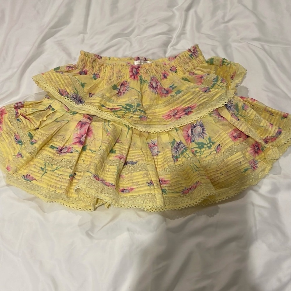 Love Shack Fancy Bright Azalea Ruffle Mini Skirt Size XS Floral